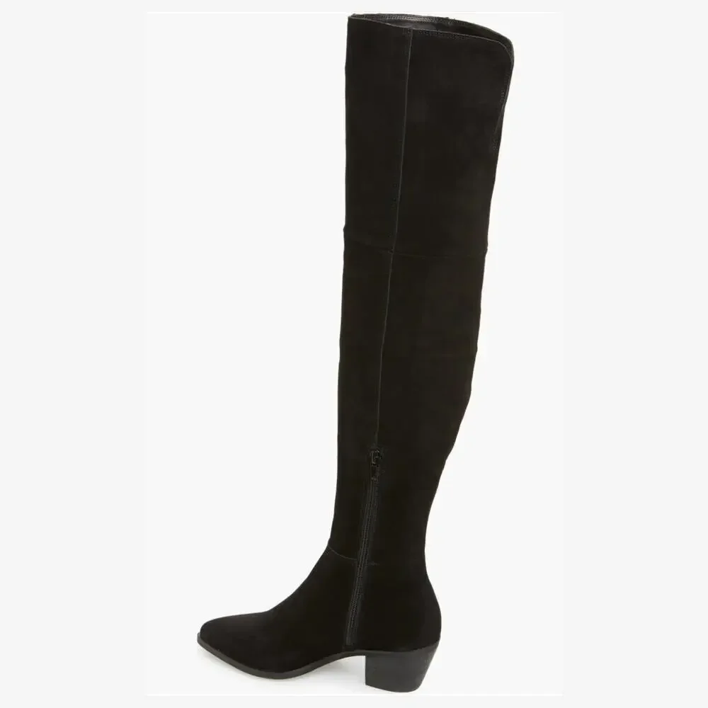 Steve Madden Lucca Over-the-Knee Boots | Black Suede Leather Thigh High 7.5 $200